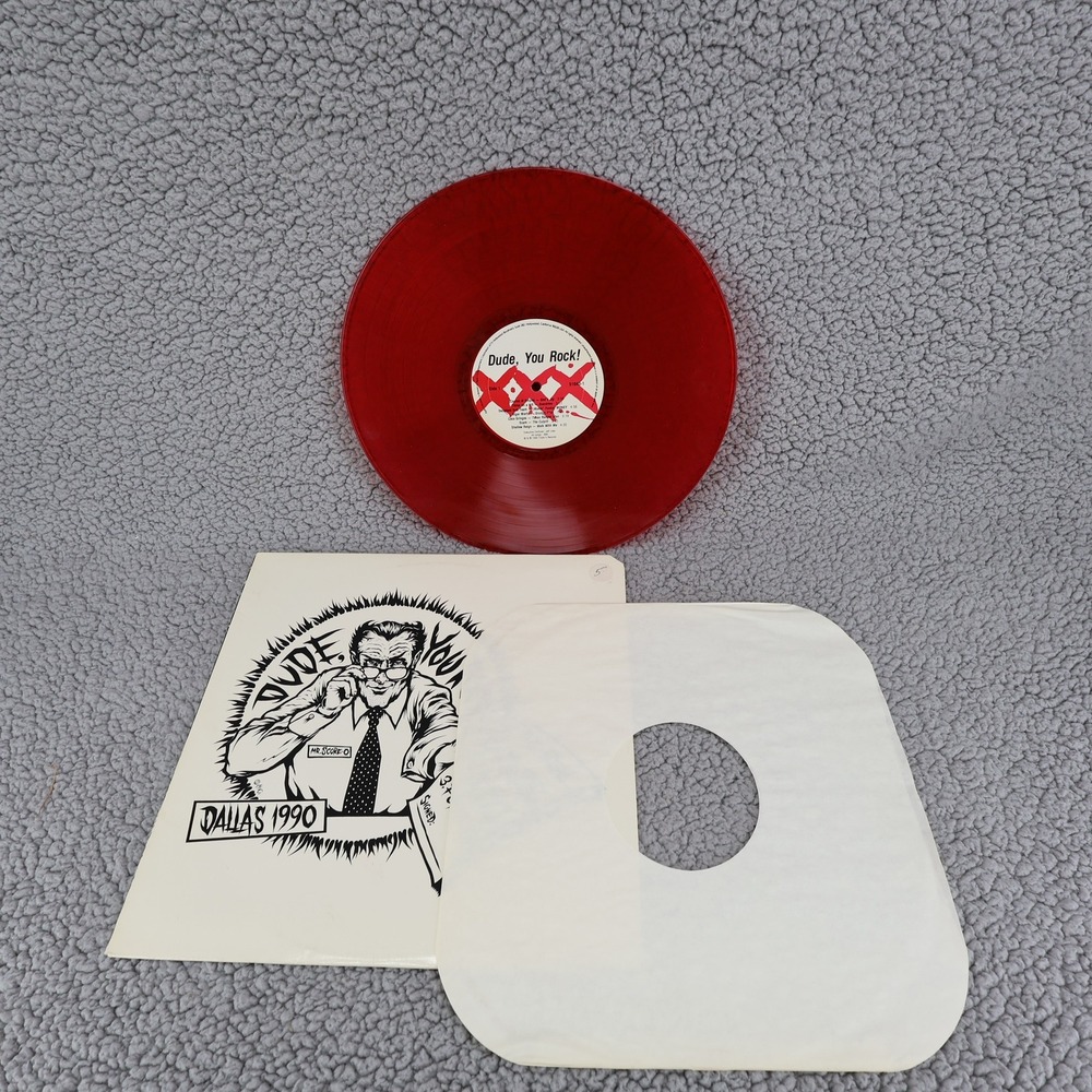 Dude You Rock Dallas 1990 Compilation Red Vinyl LP Triple X Records 51043-1